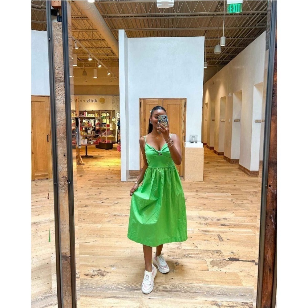 Women's Knit Ballet Midi Sundress - A New Day™ Green S new - Picture 4 of 5